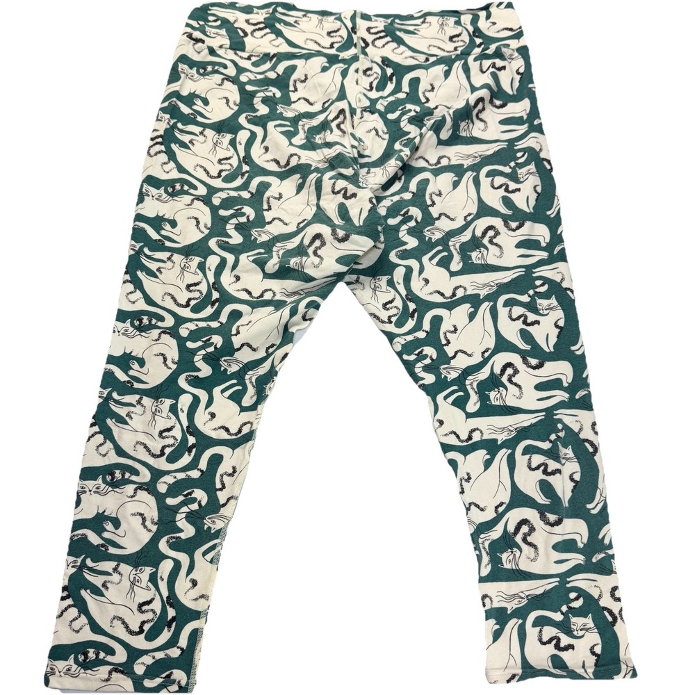 Thunderpants Organic Cotton 3/4 Leggings Womens 2X AOP Cat Print Sustainable - Picture 2 of 9